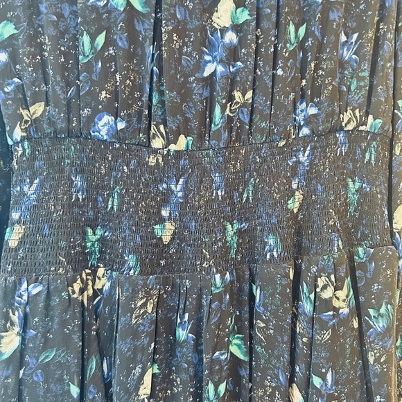 Anthropologie Ruched Mini Floral Dress - Blue Motif - Full Lined - Medium - Picture 5 of 10
